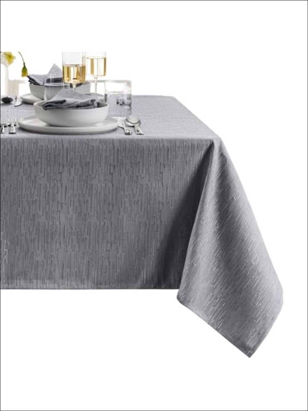 Water Resistant 100% Polyester Tablecloth 60x120 Slub Weave Dining